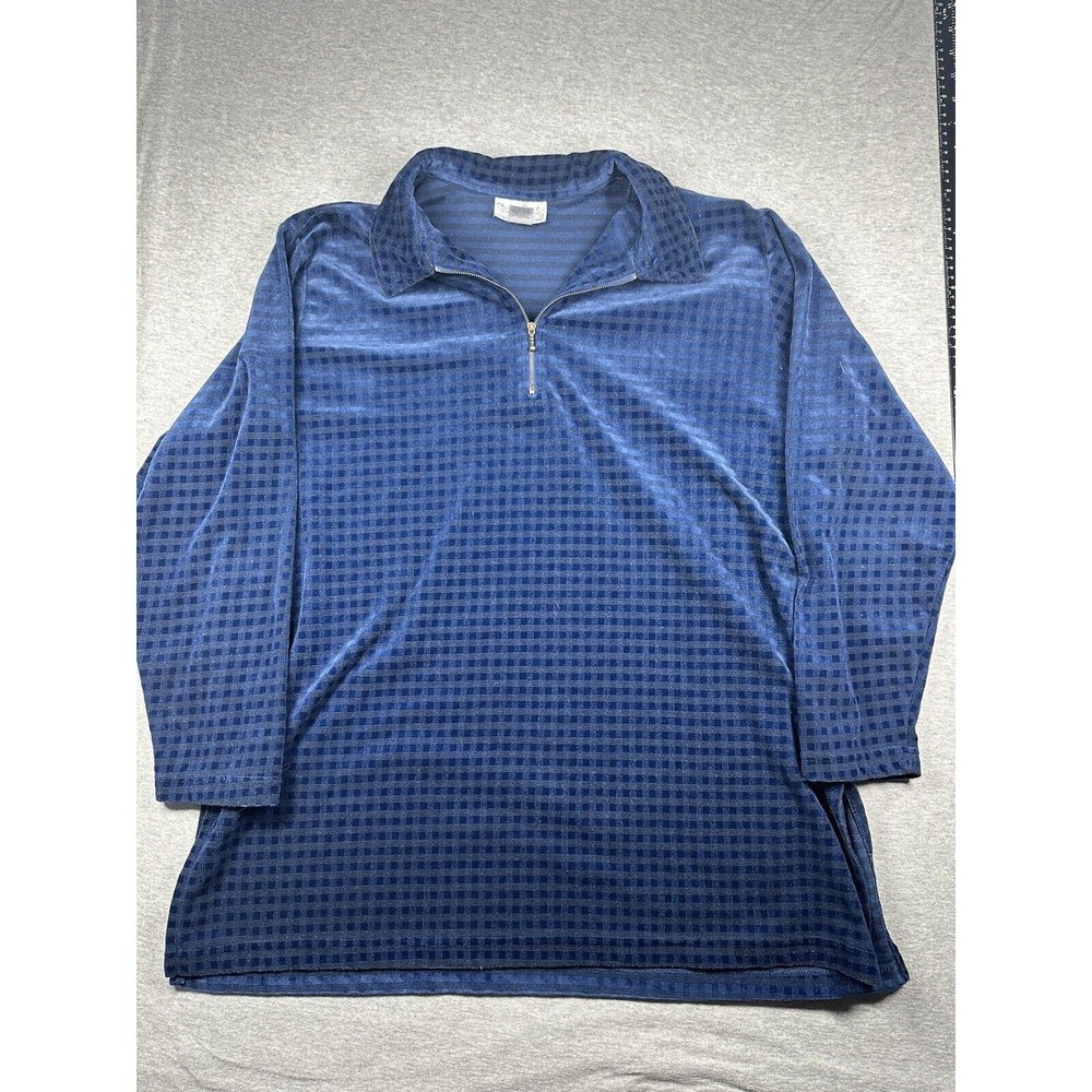 Diane Von Furstenberg The Color Authority Blue 1/4‎ Zip Sweater Size 1X